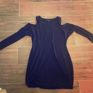 All Saints open shoulder black dress